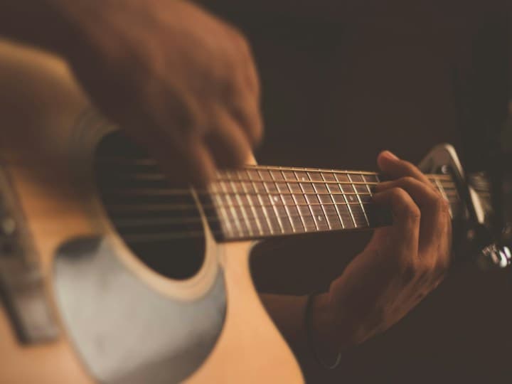 Acoustic guitar in a recording space