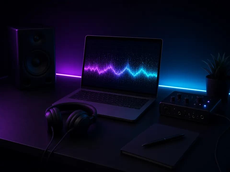 Noise generator for studio testing: monitors and a spectrum analyzer showing pink noise