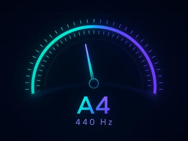 Pitch finder tuner needle reading A4 at 440 Hz