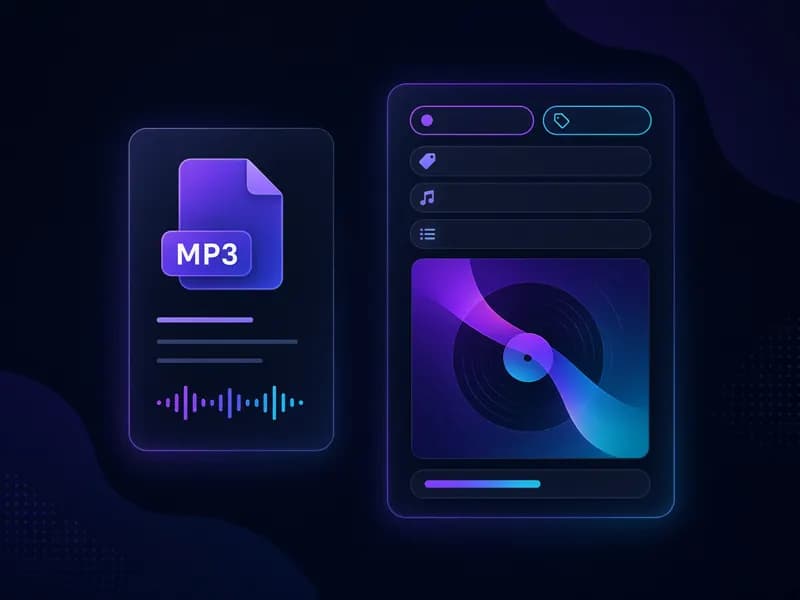 MP3 tag editor online showing ID3 tag fields and embedded album cover art