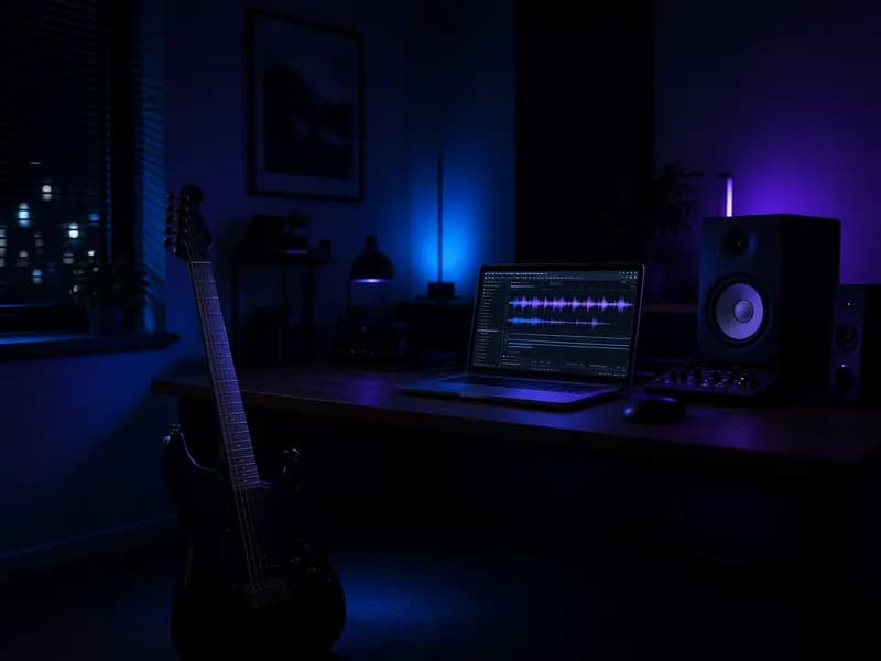 Produzent verlangsamt im Studio einen Track mit dem Music Speed Changer