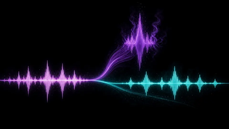 Convertidor de canción a instrumental: forma de onda dividida en pista vocal e instrumental
